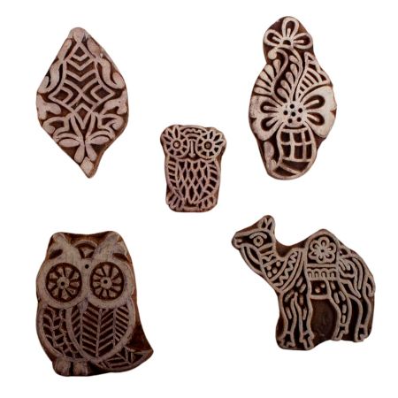 Set of 5 Piece New Mix Wooden Printing Blocks